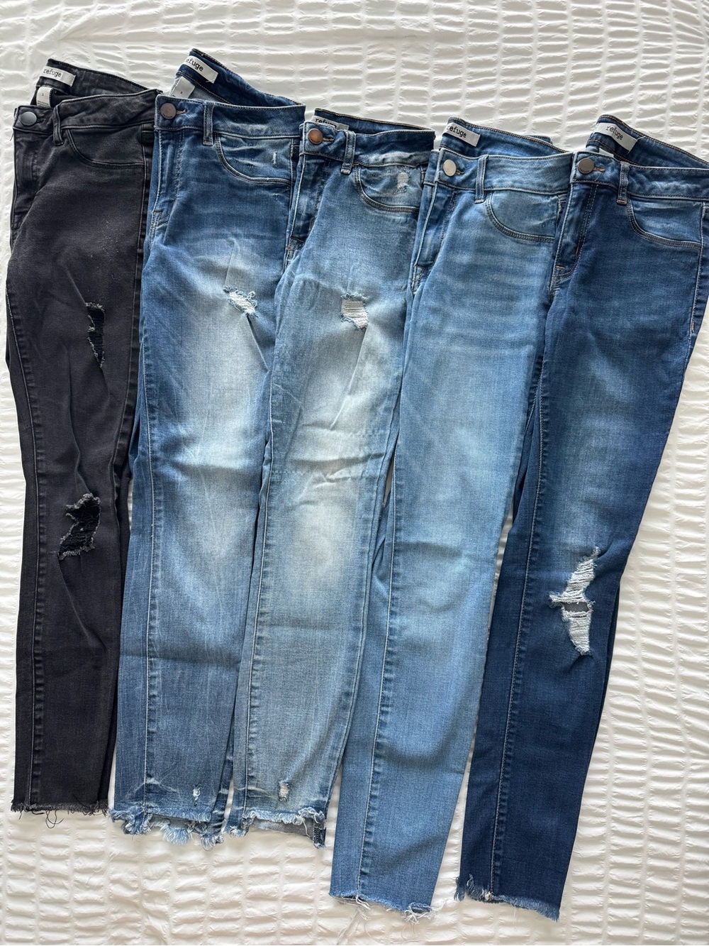Bundle Women’s Distressed Skinny Jeans - Various Blue & Black Washes